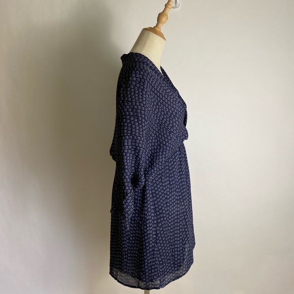 Aritzia BABATON Silk Draped V-Neck Dress Blue XS - Picture 3 of 10